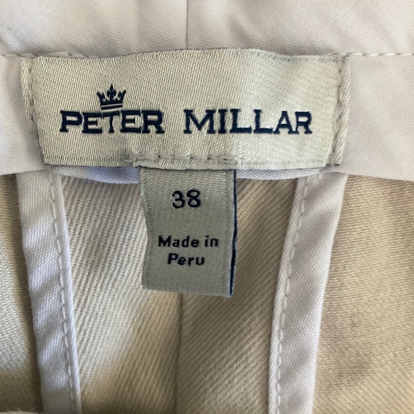 Peter Millar Pants Chino Pima Cotton flat front light Beige Stone size 38 Golf - Picture 3 of 16